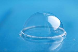 soap bubble close up. abstract blue water background photo