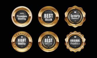 Set of golden best seller badge and labels. Vector illustration for business purpose