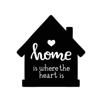 illustration of home print with house and lettering