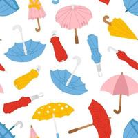 seamless background pattern with cartoon umbrellas vector