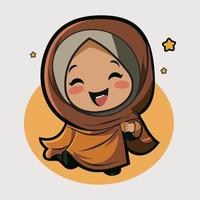 cute and adorable hijab muslim woman vector illustration