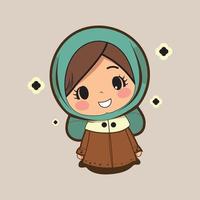 cute and adorable hijab muslim woman vector illustration