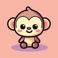 Cute monkey chibi mascot vector cartoon style