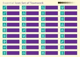 Business teamwork, team building, work group and human resources minimal thin line web icon set vector