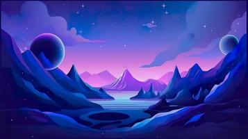 space abstract background, in the style of fantasy illustration, violet and blue, colored cartoon style, felicia simion, alien worlds, paul Pelletier, generat ai photo