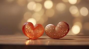 wooden heart silhouette in front of a white background, in the style of bokeh panorama, light red and crimson, romantic soft focus and ethereal light, two dimensional, generat ai photo