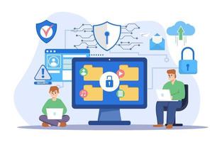 Cloud computing network safety concept vector