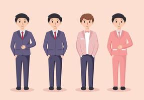 set of man in suit. businessman vector illustration