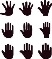 Handprint icon set. Handprint icon of people for symbol and sign. Sign and symbol of hand for graphic resource design. Icon sheet of handprints vector illustration