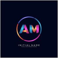 Letter AM colorfull logo premium elegant template vector