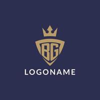 BG logo with shield and crown, monogram initial logo style vector