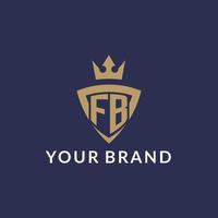 FB logo with shield and crown, monogram initial logo style vector