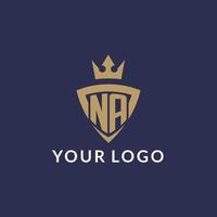 NA logo with shield and crown, monogram initial logo style vector