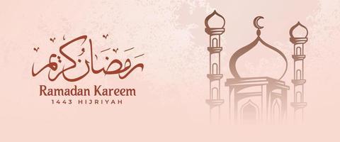 Ramadan Kareem Background with Hand drawn Mosque vector