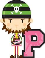 P is for Pirate Swashbuckling Alphabet Learning Educational Illustration vector