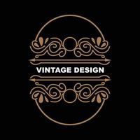 diseño retro vintage, logotipo de adorno vectorial minimalista de lujo, con estilo mandala y batik, ilustración de marca de producto, invitación, banner, moda vector