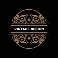 diseño retro vintage, logotipo de adorno vectorial minimalista de lujo, con estilo mandala y batik, ilustración de marca de producto, invitación, banner, moda vector