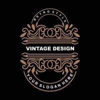 diseño retro vintage, logotipo de adorno vectorial minimalista de lujo, con estilo mandala y batik, ilustración de marca de producto, invitación, banner, moda vector