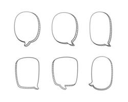 Collection set of hand drawn 3D blank speech bubble balloon, think, speak, talk, text box banner, black and white color, flat design vector illustration