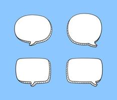 Comic 3D doodle speech bubble outline collection set vector illustration