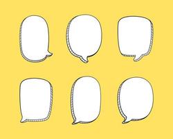 Comic 3D doodle speech bubble outline collection set vector illustration