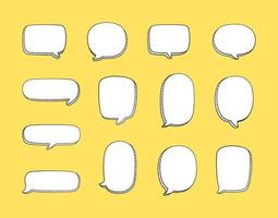 Comic 3D doodle speech bubble outline collection set vector illustration