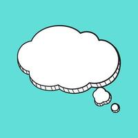 cómic habla burbuja pensamiento nube 3d garabatear contorno vector ilustración