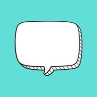 Square comic speech bubble 3D doodle outline vector illustration