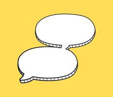 Comic speech bubble 3D doodle outline. Multiple conversation dialogue template vector illustration