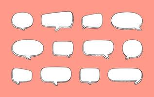 Comic 3D doodle speech bubble outline collection set vector illustration