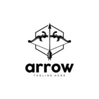 Arrow Logo, Bow Arrow Minimalist Simple Design, Archer Vector, Templet Illustration Symbol Icon vector