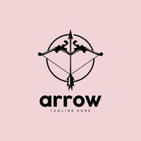 Arrow Logo, Bow Arrow Minimalist Simple Design, Archer Vector, Templet Illustration Symbol Icon vector