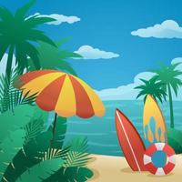 Beach background with summer objects vector