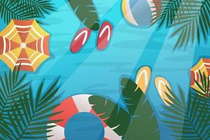 Flat design summer background in the water vector