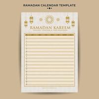 Ramadan calendar with iftar time schedule table vector