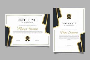 Black and gold certificate with badge and border template. for award, business, and education needs vector