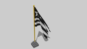 Botafogo de Futebol e Regatas Flag Start Flying in The Wind with Pole Base, 3D Rendering, Luma Matte Selection video