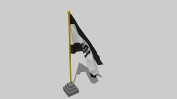 Besiktas Jimnastik Kulubu Flag Start Flying in The Wind with Pole Base, 3D Rendering, Luma Matte Selection video