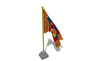 Futbol Club Barcelona, FCB Flag Start Flying in The Wind with Pole Base, 3D Rendering, Luma Matte Selection video