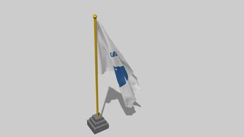 Football Club Copenhagen Flag Start Flying in The Wind with Pole Base, 3D Rendering, Luma Matte Selection video