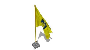 Brondby wenn Flagge Start fliegend im das Wind mit Pole Base, 3d Wiedergabe, Luma matt Auswahl video