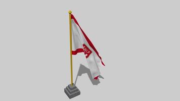 Estudiantes de La Plata Flag Start Flying in The Wind with Pole Base, 3D Rendering, Luma Matte Selection video