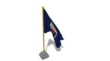 Sociedad Deportivo Quito Flag Start Flying in The Wind with Pole Base, 3D Rendering, Luma Matte Selection video