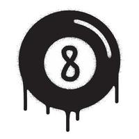 Spray Painted Graffiti Sprayed billiard ball symbol isolated on white background. Eight ball graffiti icon with overspray in black on white. vector