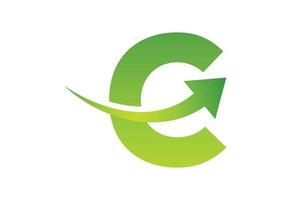 Gradient C letter logo design with swoosh, Vector illustration