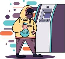 ladrones y hackers ilustración en garabatear estilo vector