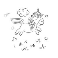 Children Coloring page design with cute unicorn vector