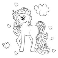 Children Coloring page design with cute unicorn vector