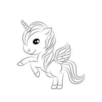 Children Coloring page design with cute unicorn vector