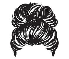 Messy bun hairstyles illustration of business hairstyle with natural long hair vector